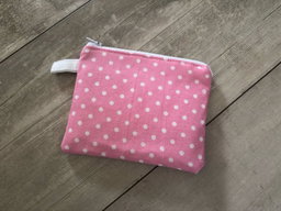 Keyring Wallet / Coin Purse 14cm x 11cm - Pastel Pink with white Polka dots