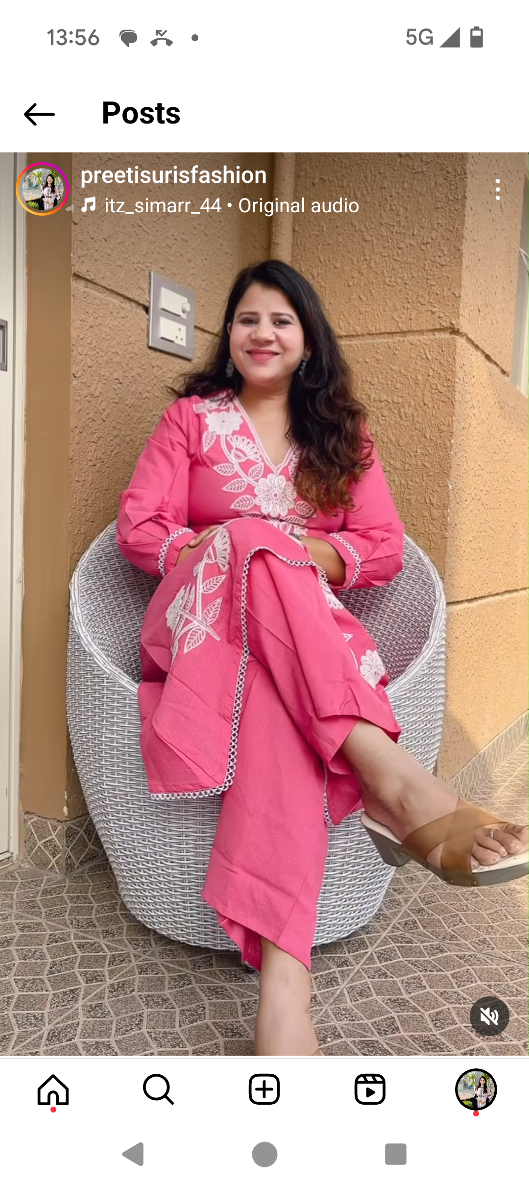 Flammingo Pink Embroidered 2 pcs set D .NO. 801