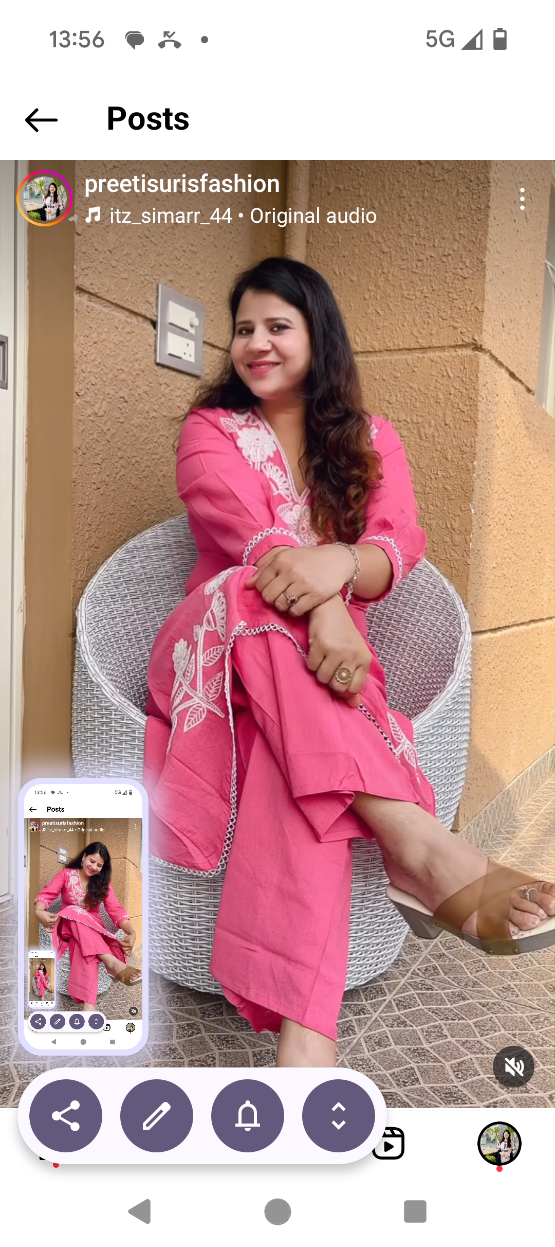 Flammingo Pink Embroidered 2 pcs set D .NO. 801_2