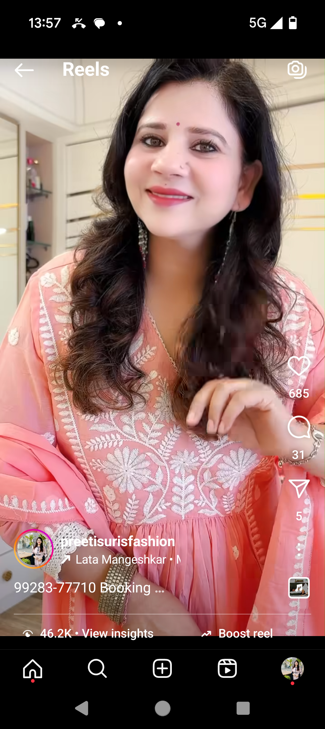Peach color Lucknavi Chickenkari 3 pcs suit D.No. -808
