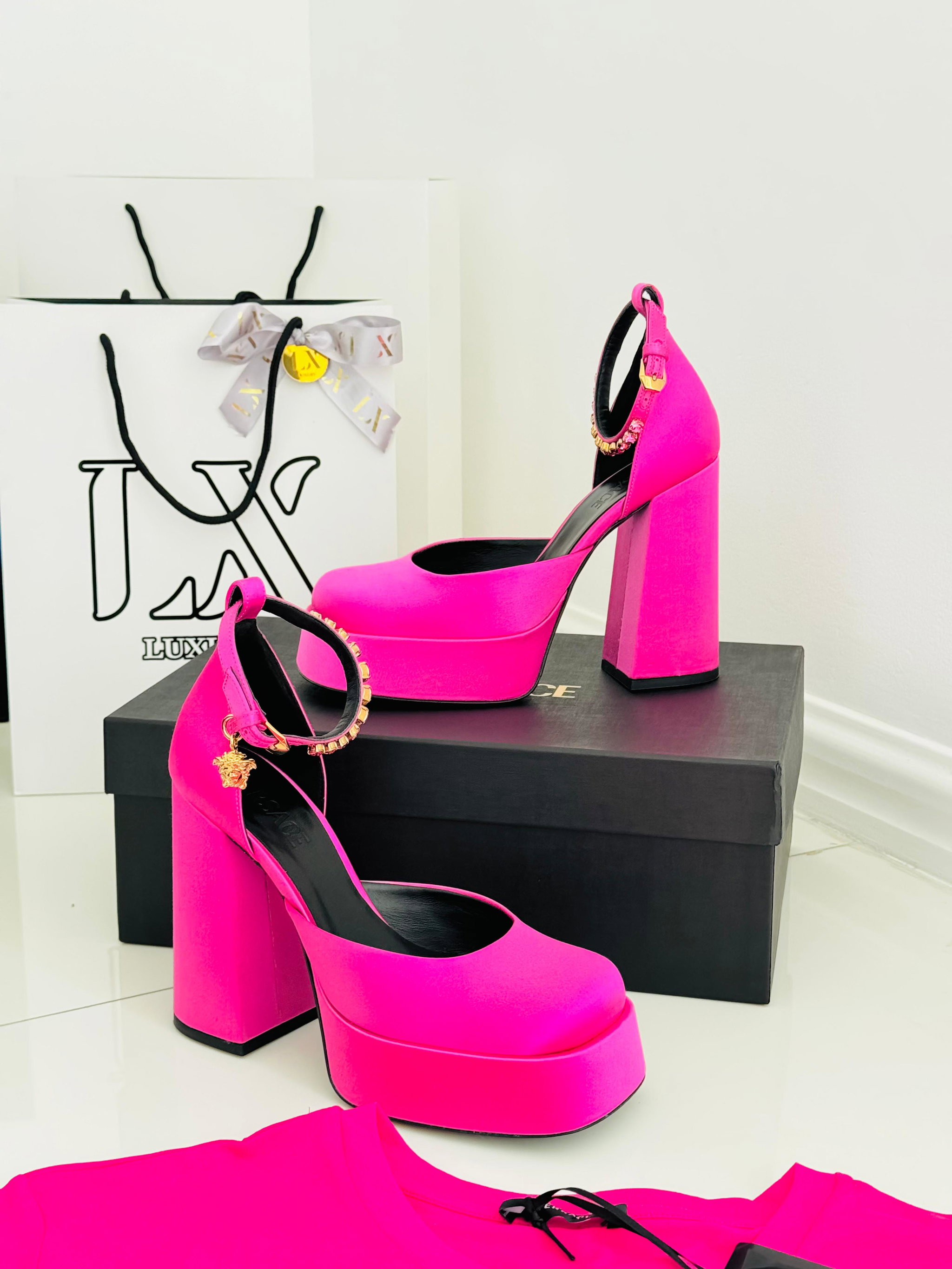 Plataformas Medusa Rosa satin - Versace _8