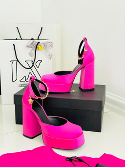 Plataformas Medusa Rosa satin - Versace 