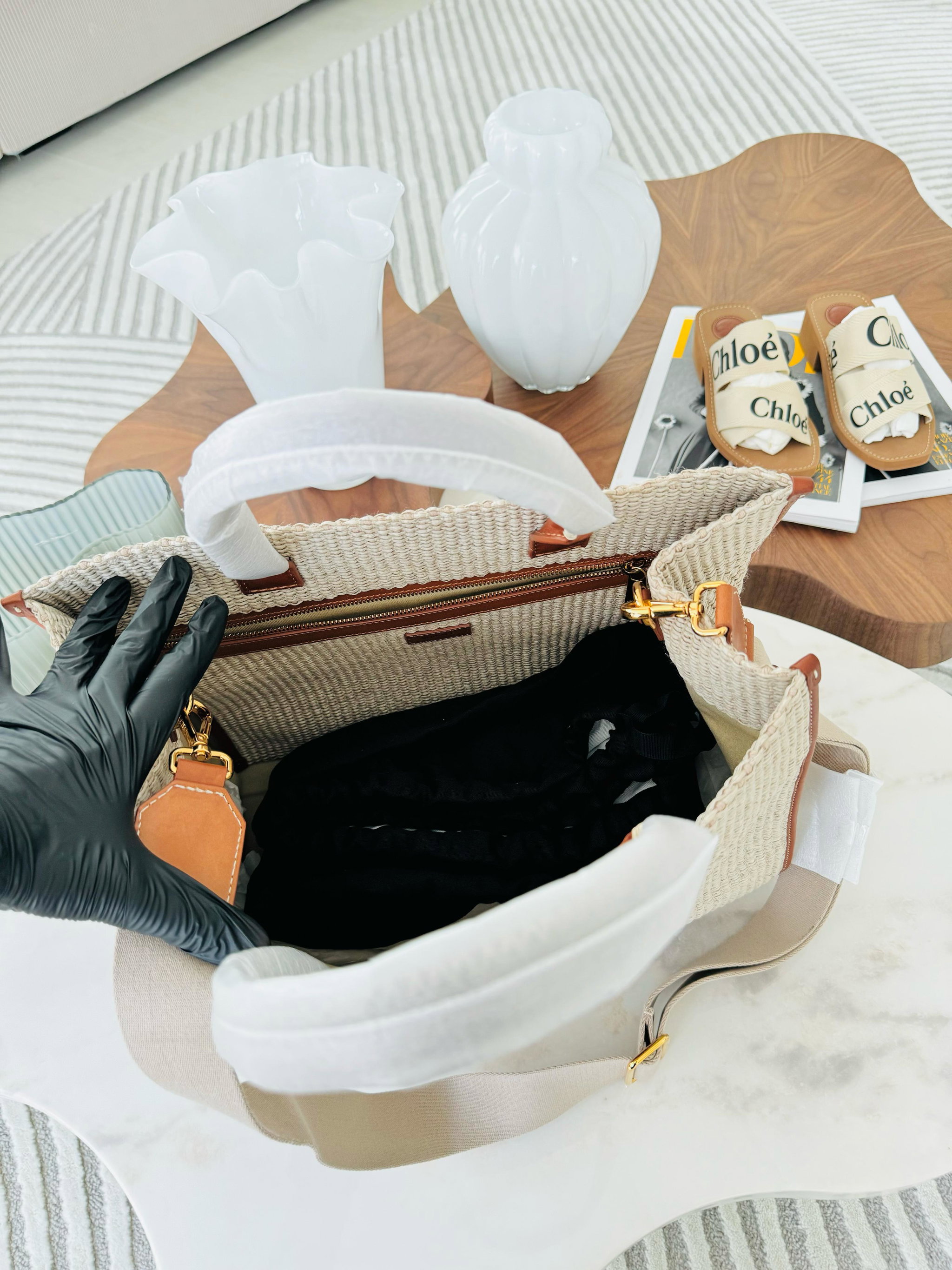 Bolsa Versace raffia - tote _6