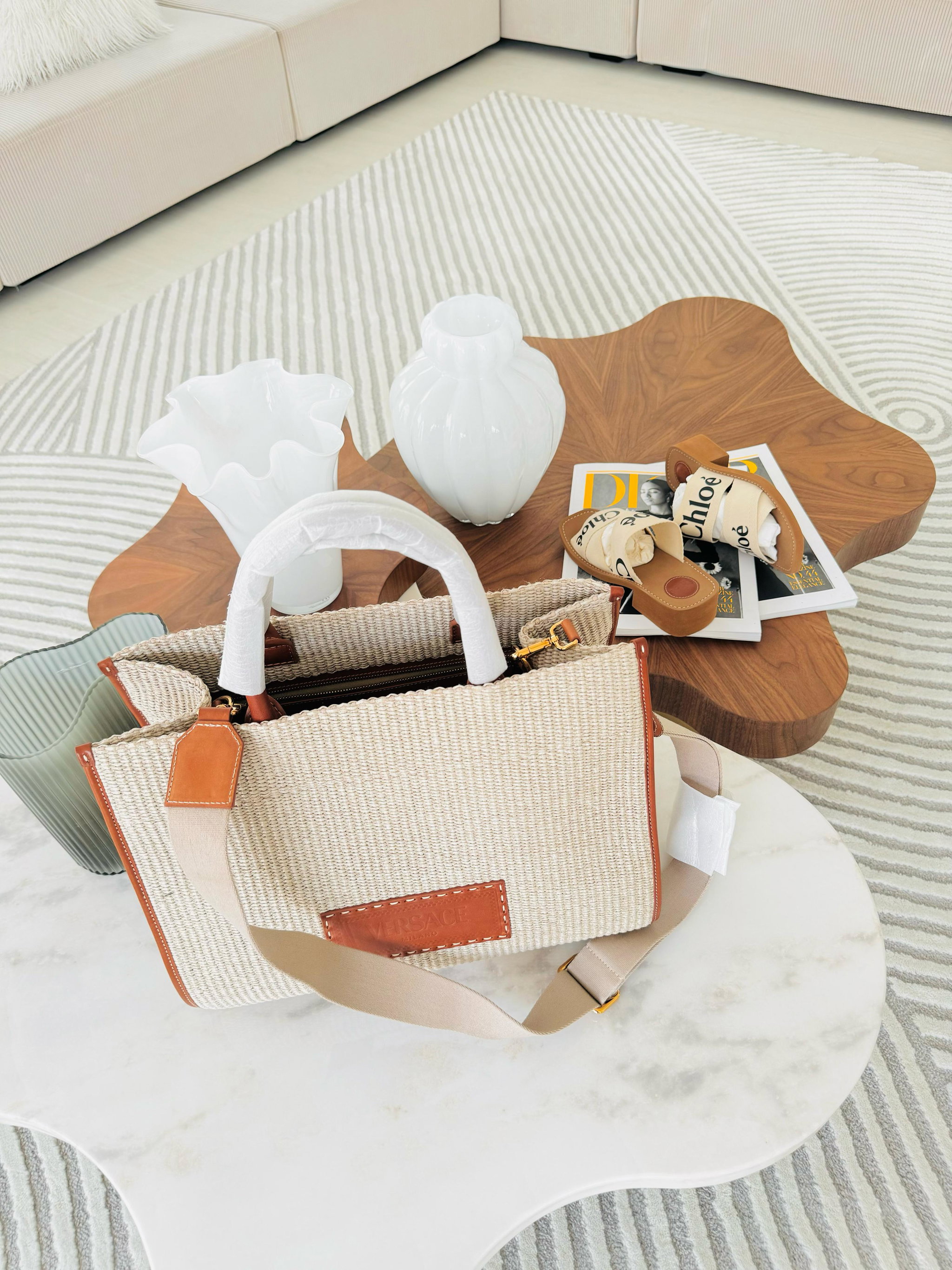 Bolsa Versace raffia - tote _7