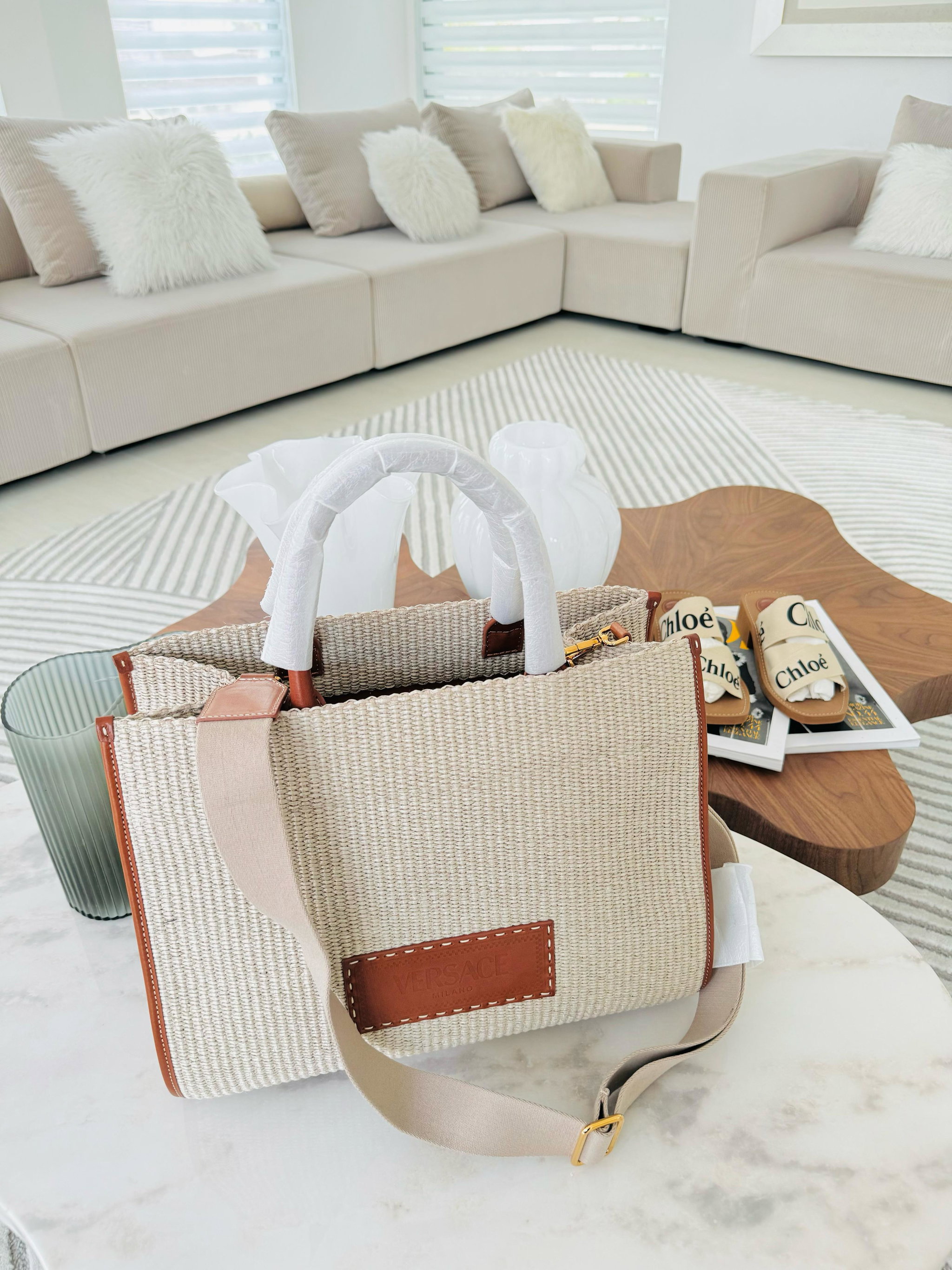 Bolsa Versace raffia - tote _5