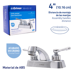 GRIFO CENTRAL PARA LAVAMANOS GRIVEN 4" 10.16CM