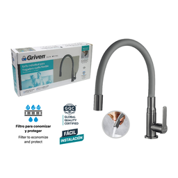 GRIFO INDIVIDUAL PARA FREGADERO CUELLO FLEXIBLE GRIVEN GUN METAL