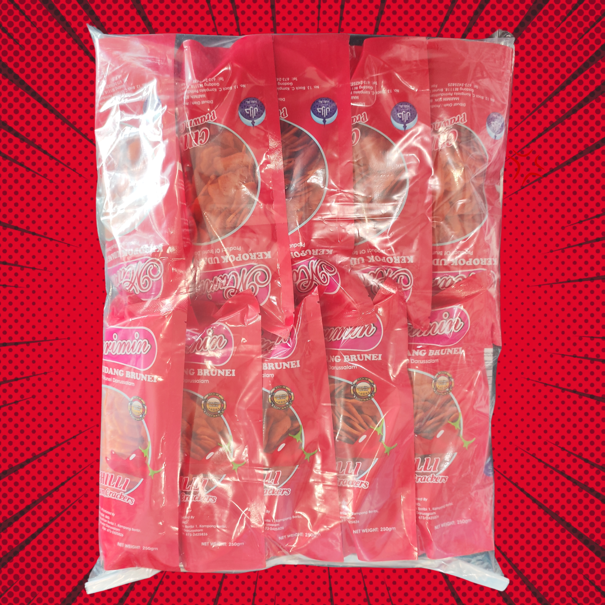 RTF  1bag Chili Prawn Crackers 250G with 10PCS_0