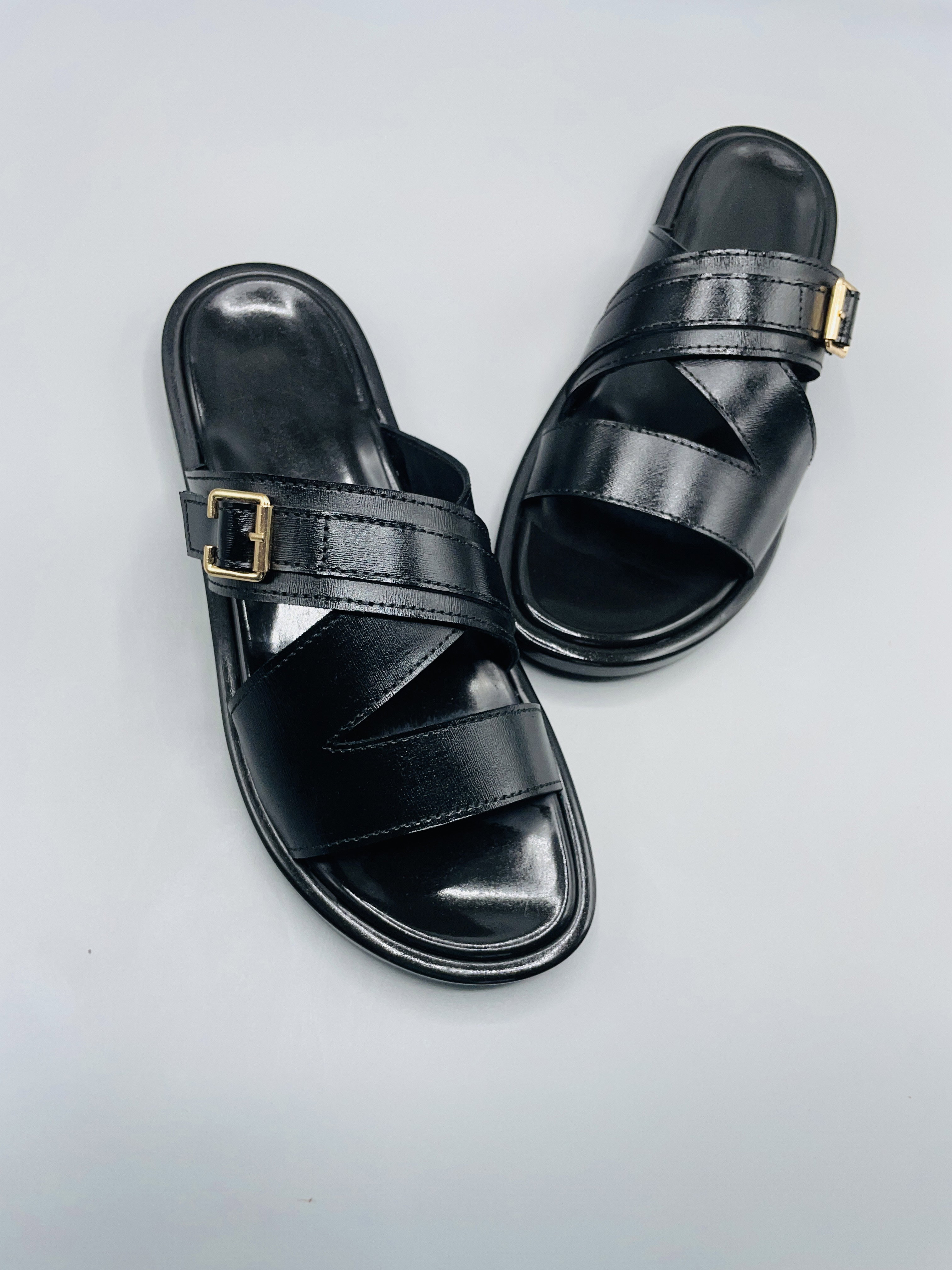 Mens Leather Slides 