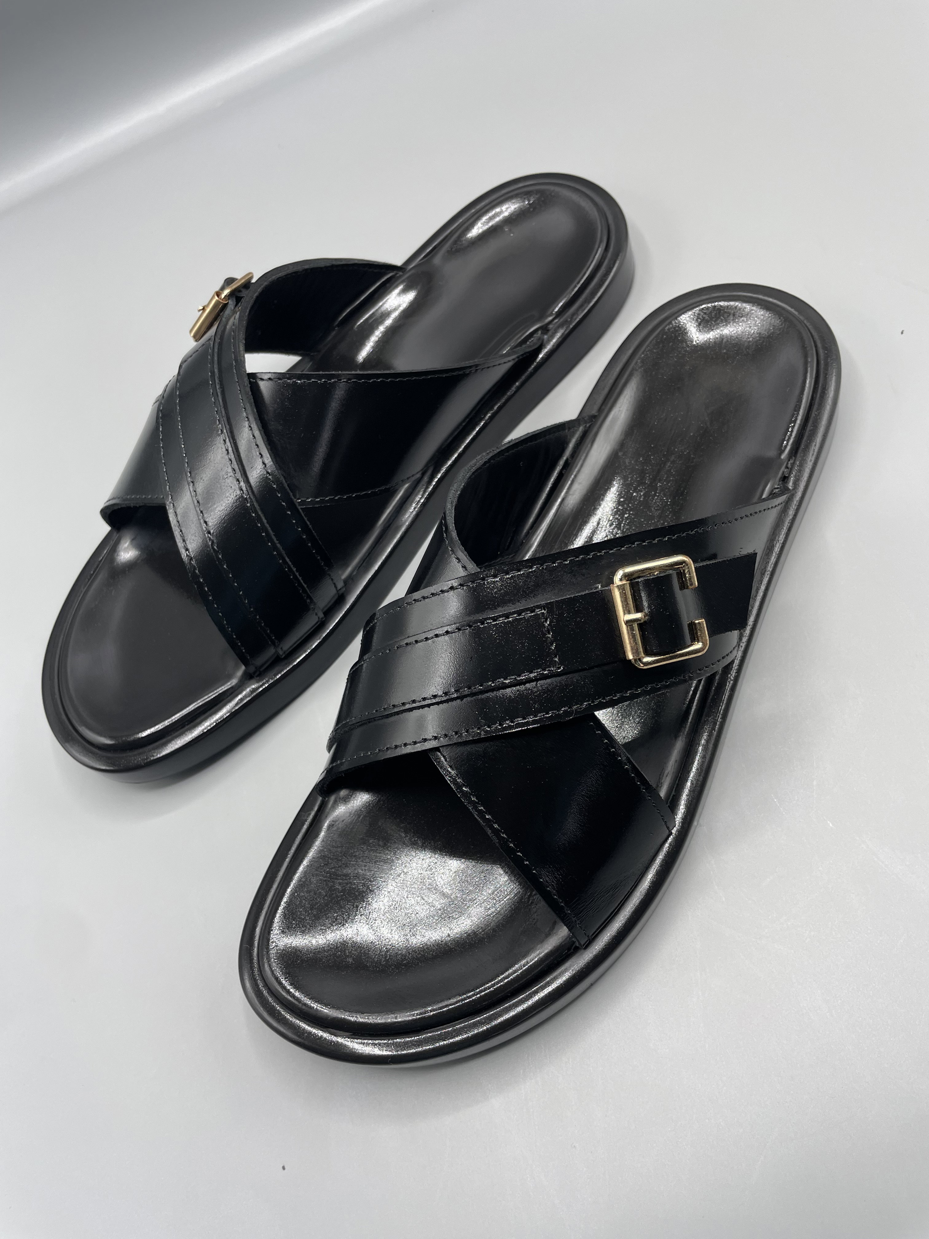 Mens Leather Slides _2