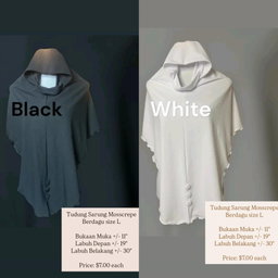 TUDUNG SARUNG MOSSCREPE SIZE L (BLACK & WHITE)