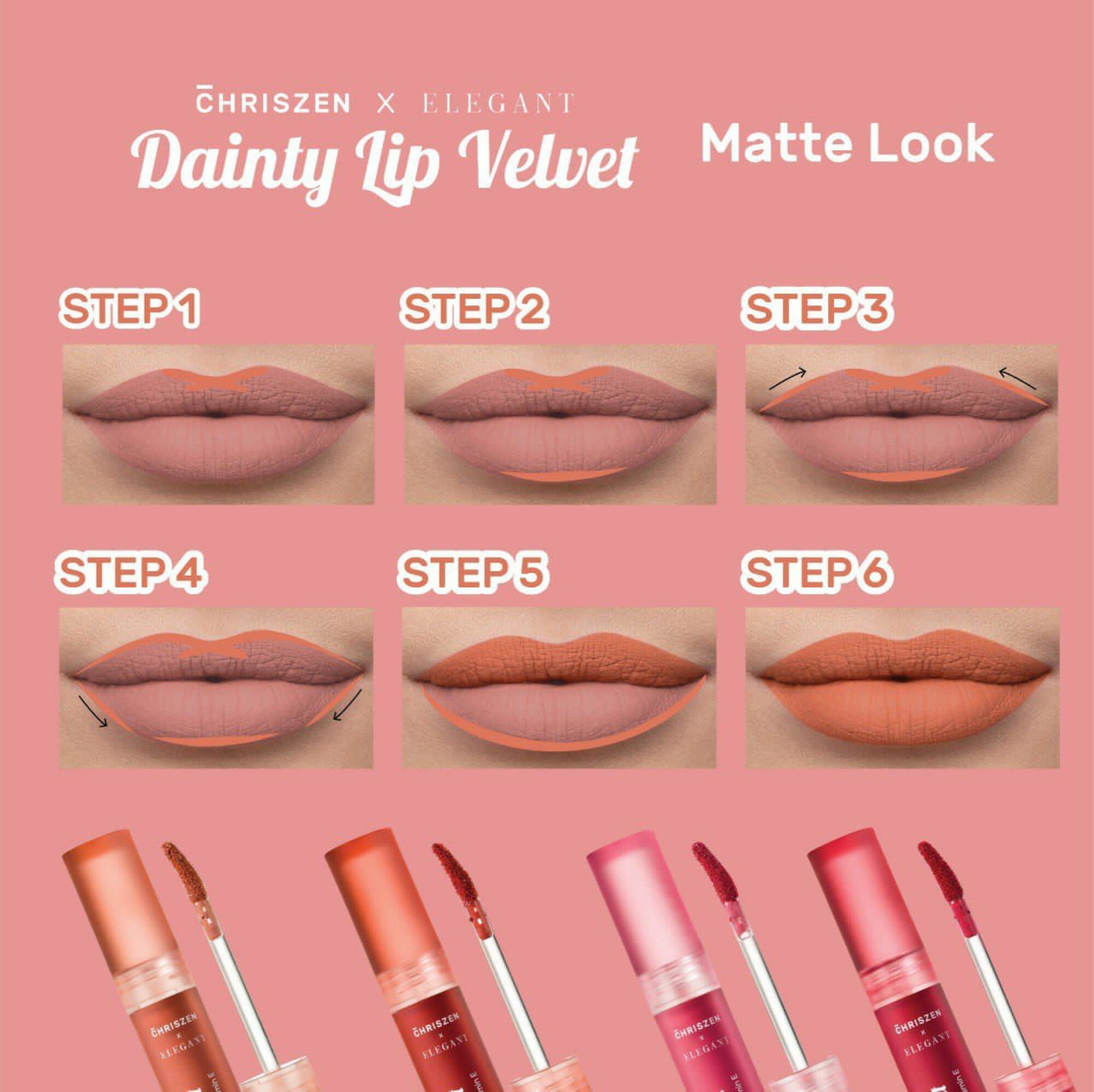 [ELEGANT] Dainty Lip Velvet 4 in 1 Courageous X1 Generous X1 Caring X1 Loving X1 All 4 Variant rm119.60_1