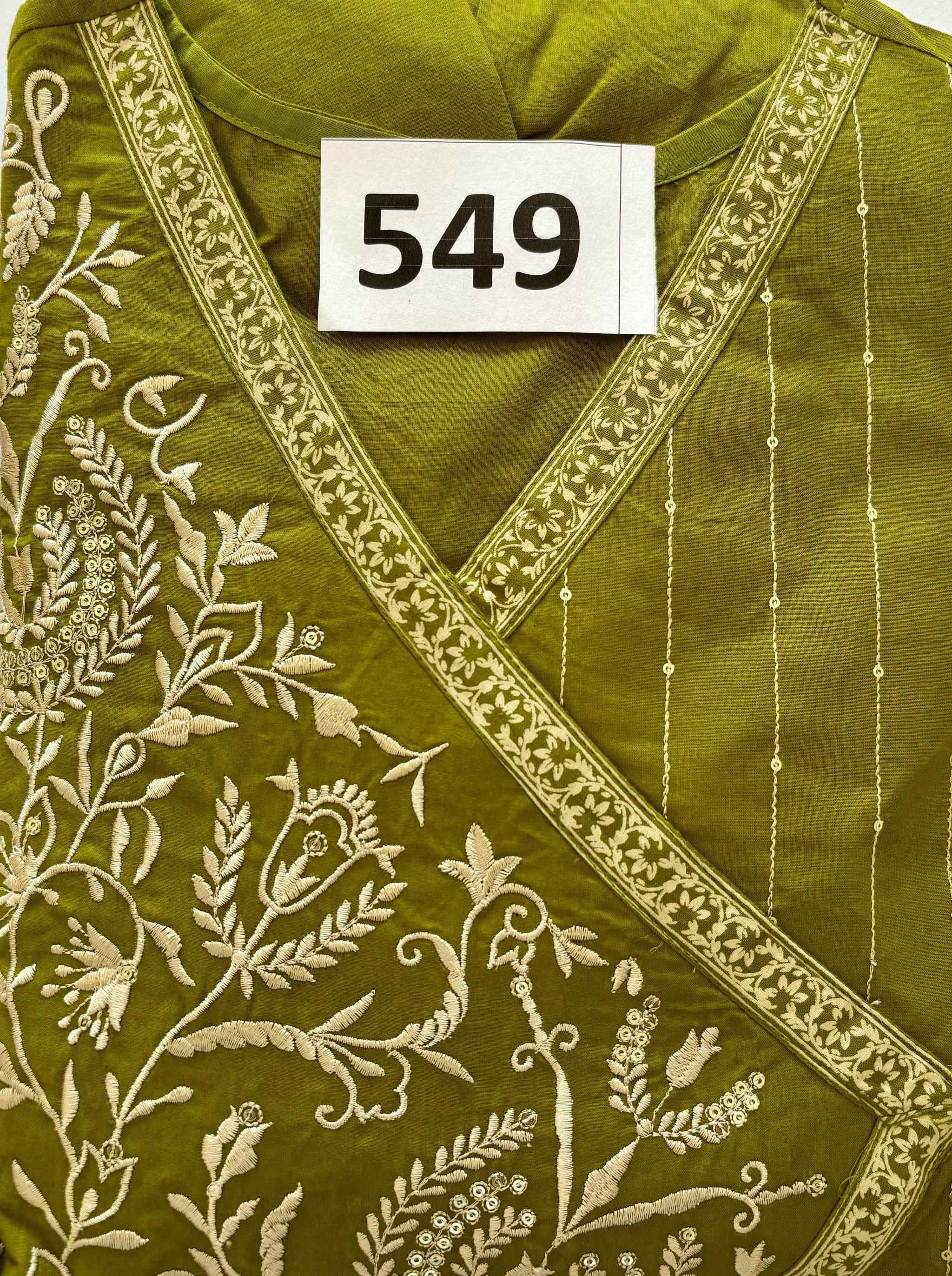 D.No. 549 Mehndi Green Angrakha Anarkali Set (1550)_2