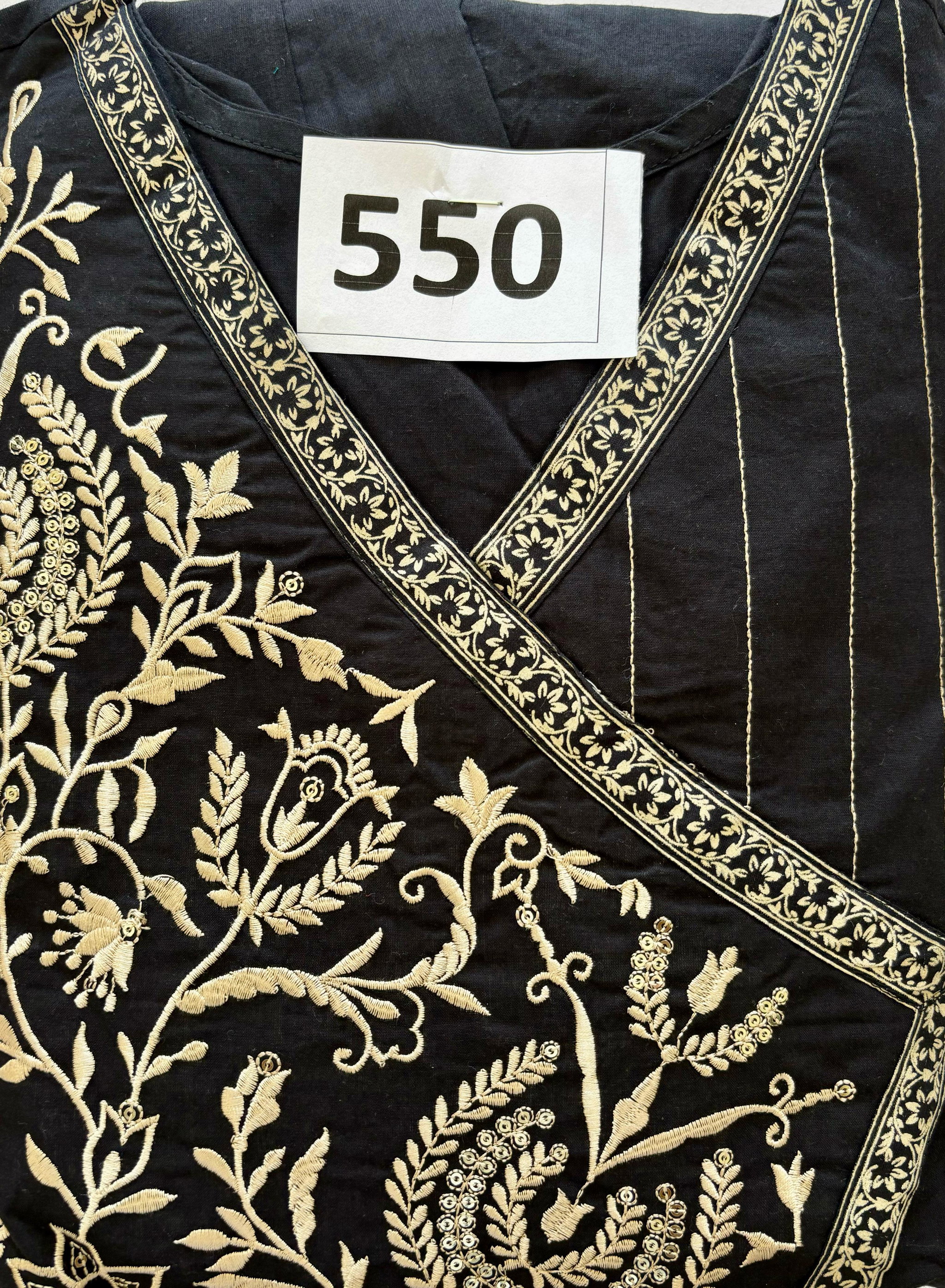 D.No. 550 Black Angrakha Embroidered Anarkali Set (1550)_2