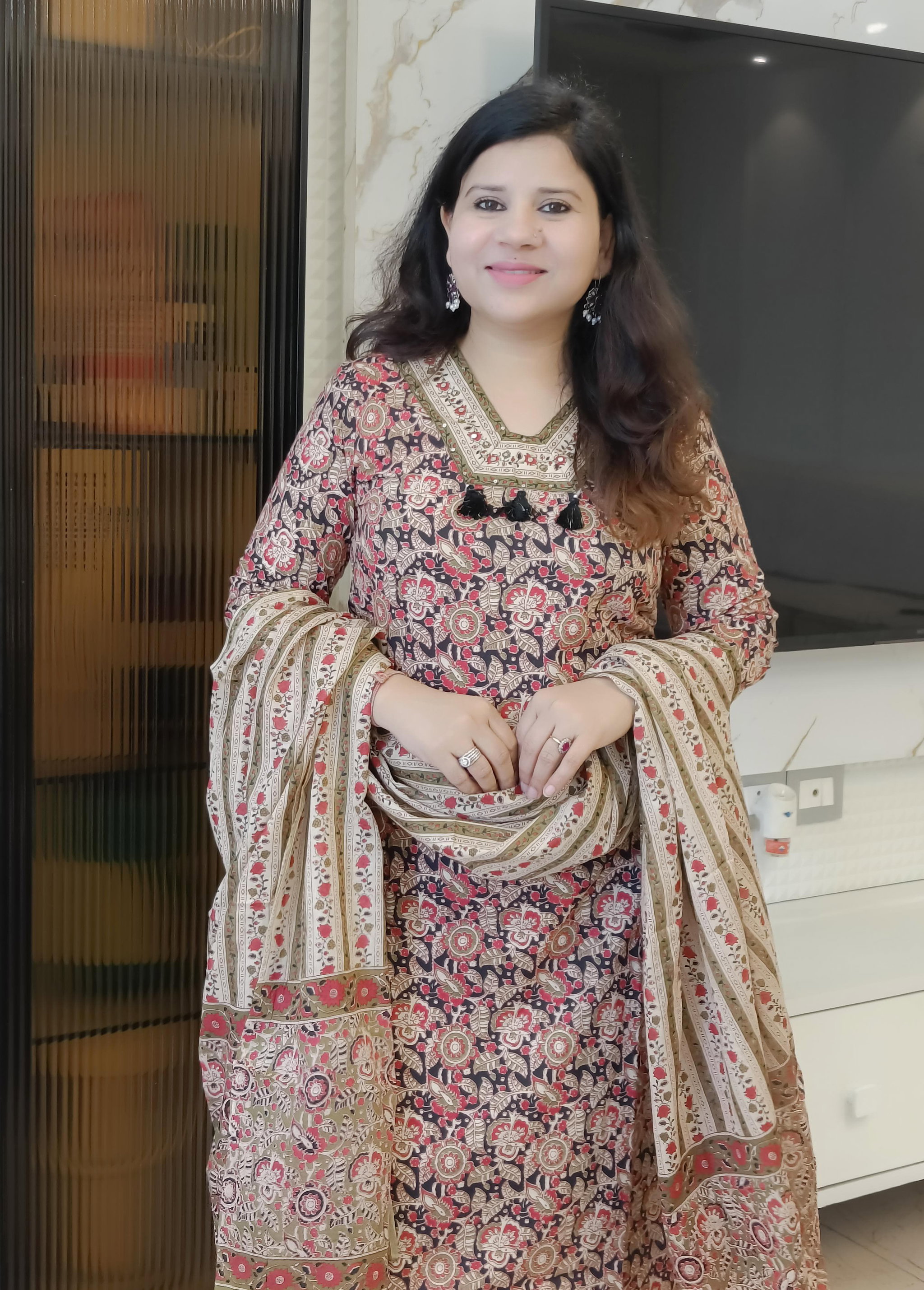 D.No. 545 Black Kalamkari Print Kurta Set (1095)_0