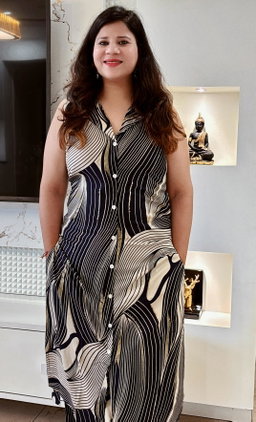 D.No. 544 Blue Modern Abstract Print Kurta Set (1150)