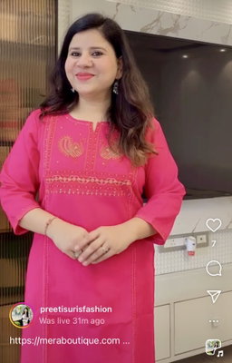 D.No. 541 Hot Pink Embroidered Kurta Set (1195)