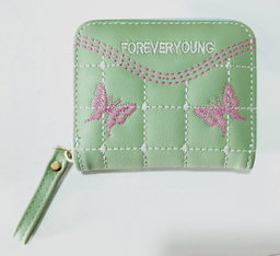 Women's Mini Wallet Cute Niche Ins Zipper PU Polyester Slim Accordion Card Holder Short Coin Purse