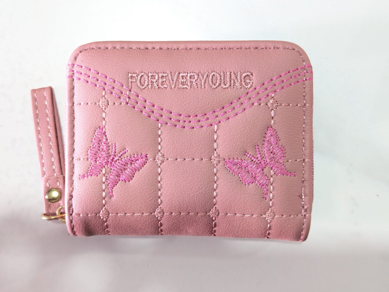 Women's Mini Wallet Cute Niche Ins Zipper PU Polyester Slim Accordion Card Holder Short Coin Purse_5