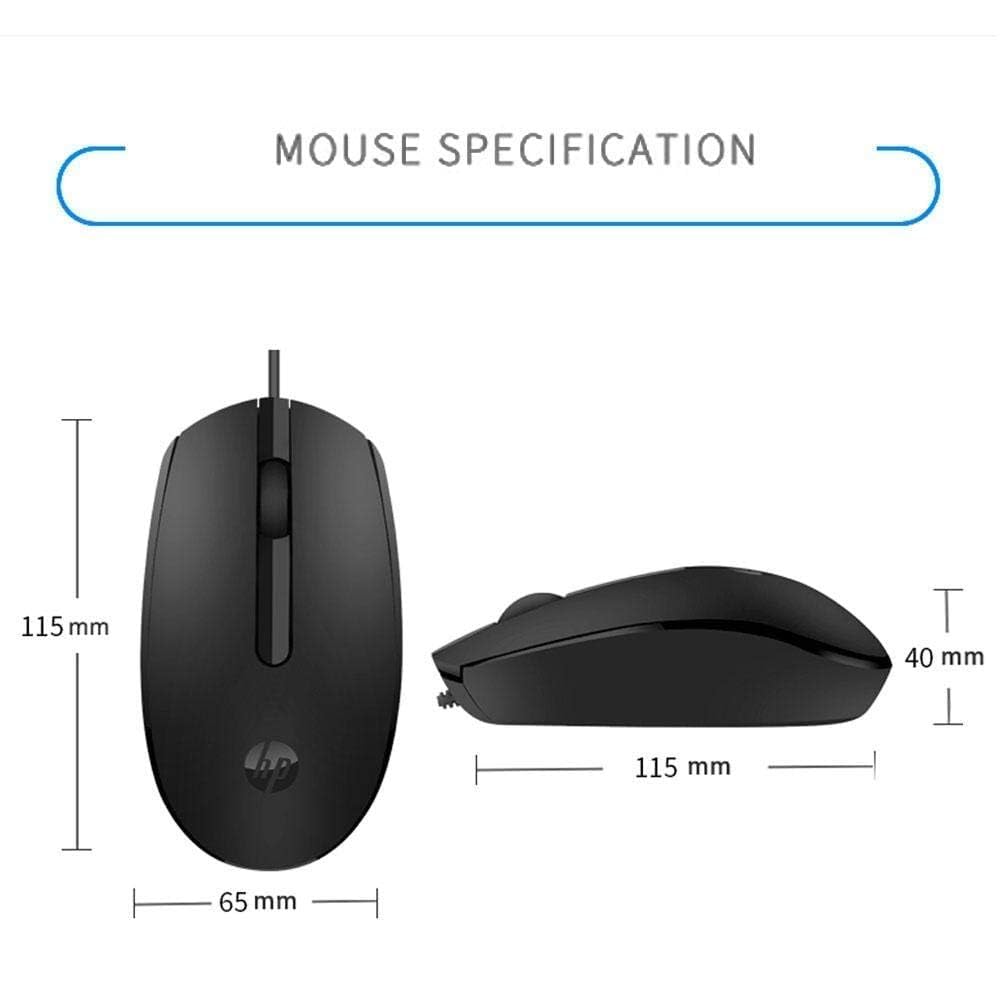 Mouse USB com fio HP M10 com 3 botões, alta definição, 1000 DPI, rastreamento óptico e design ambidestro_3