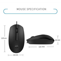 Mouse USB com fio HP M10 com 3 botões, alta definição, 1000 DPI, rastreamento óptico e design ambidestro