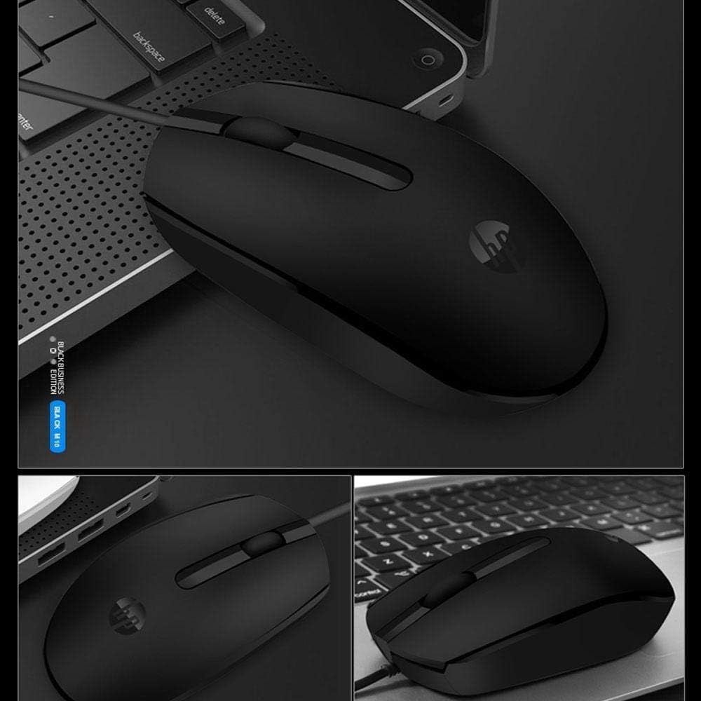 Mouse USB com fio HP M10 com 3 botões, alta definição, 1000 DPI, rastreamento óptico e design ambidestro_2
