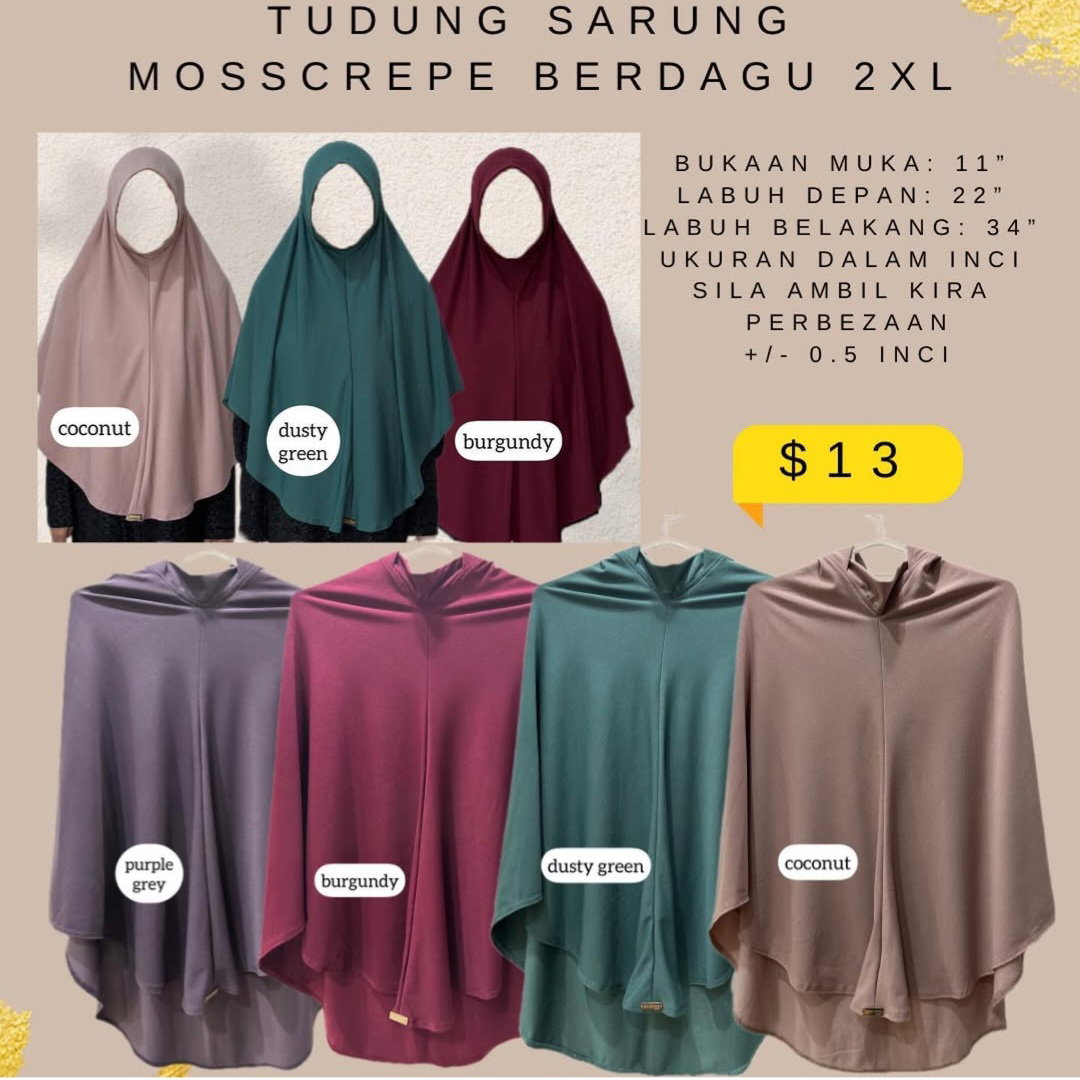 Tudung Sarung Mosscrepe Berdagu 2XL _0