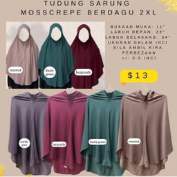 Tudung Sarung Mosscrepe Berdagu 2XL 