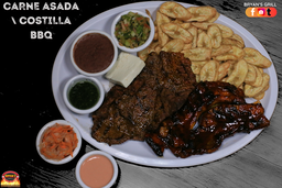 PLATILLO MIXTO DE CARNE ASADA Y COSTILLA BBQ