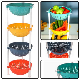 Étagère à 4 niveaux polyvalent en plastique pour la cuisine, panier de rangement pour fruits et légumes 