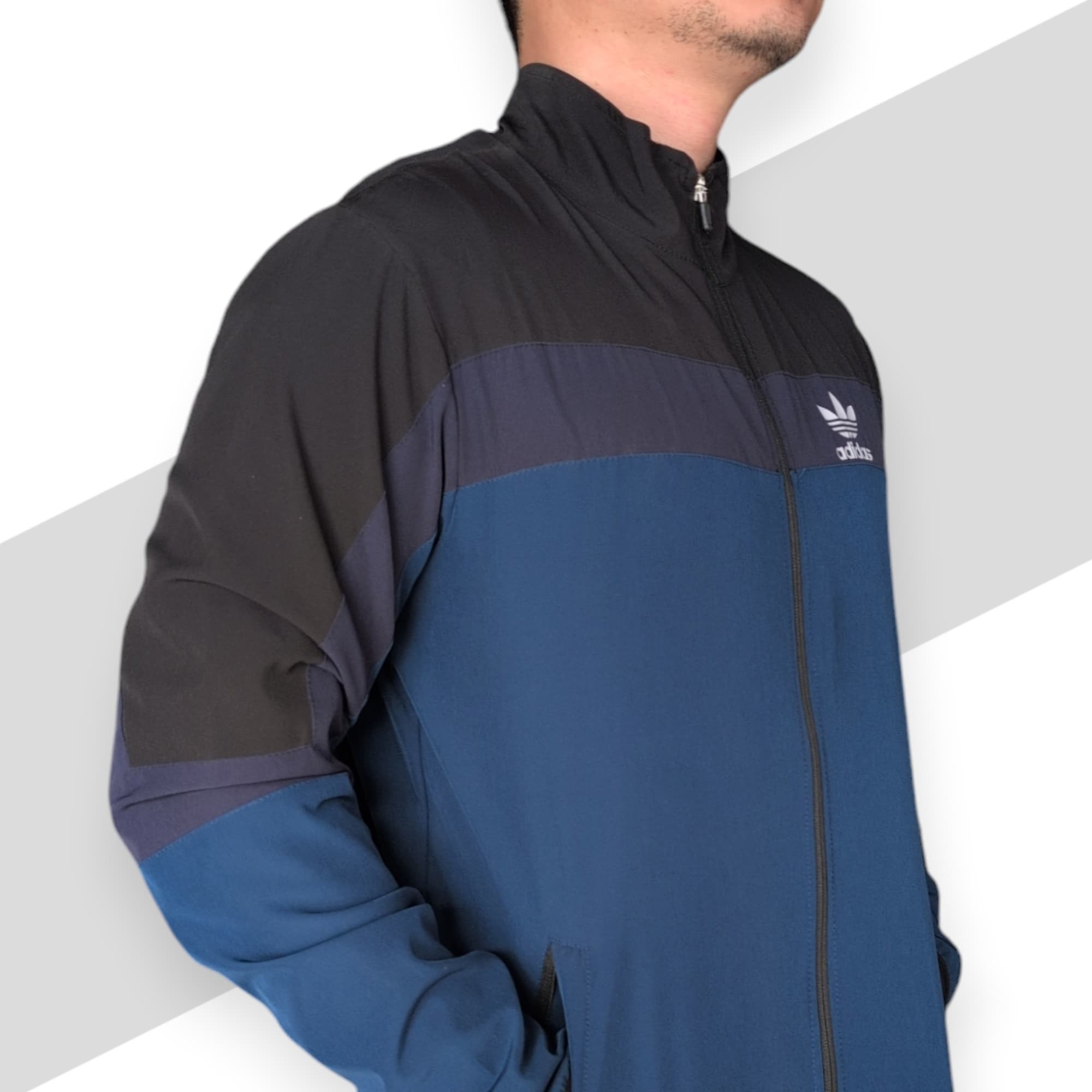 Adidas  High Copy Wincheater for Men Black & Dark Blue _3