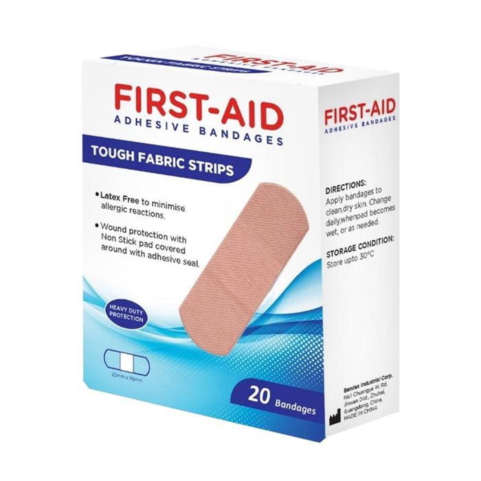First Aid Tough Fabric Strip Bandages 20'S - 25 X 76mm