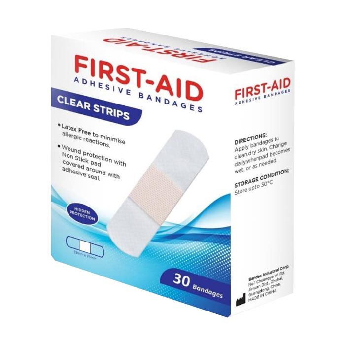 First Aid Clear Strip Bandages 30'S - 19 X 76mm