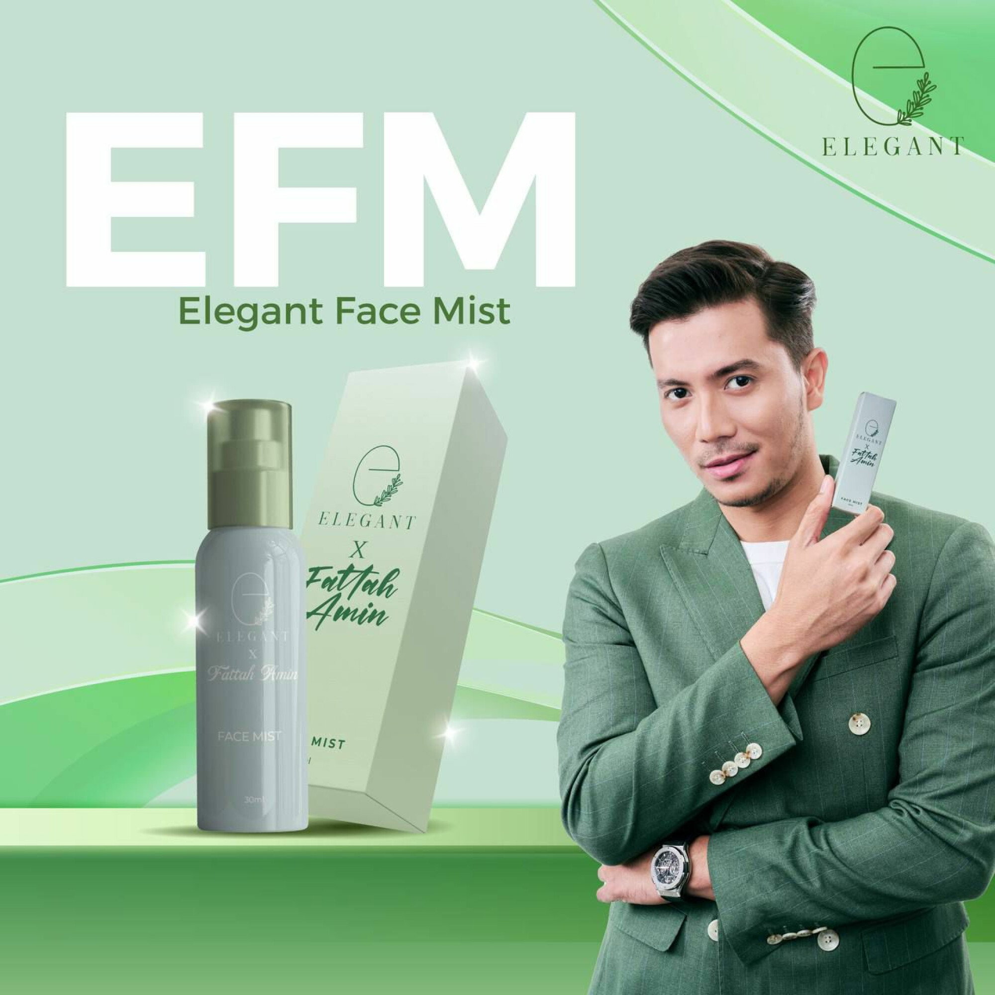 SET FATTAH AMIN ELEGANT FACE MIST FATTAH AMIN JEJU CLEANSER PENCUCI MUKA 100ML NIGHT RECOVERY CREAM HYDRATION MOISTURIZER (NEW LOOK) JEJU GREEN VITA Toner Sunscreen Whitening Emulsion rm320_3