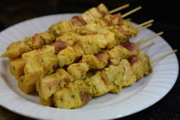 Raw Pork Belly Satay With Sauce