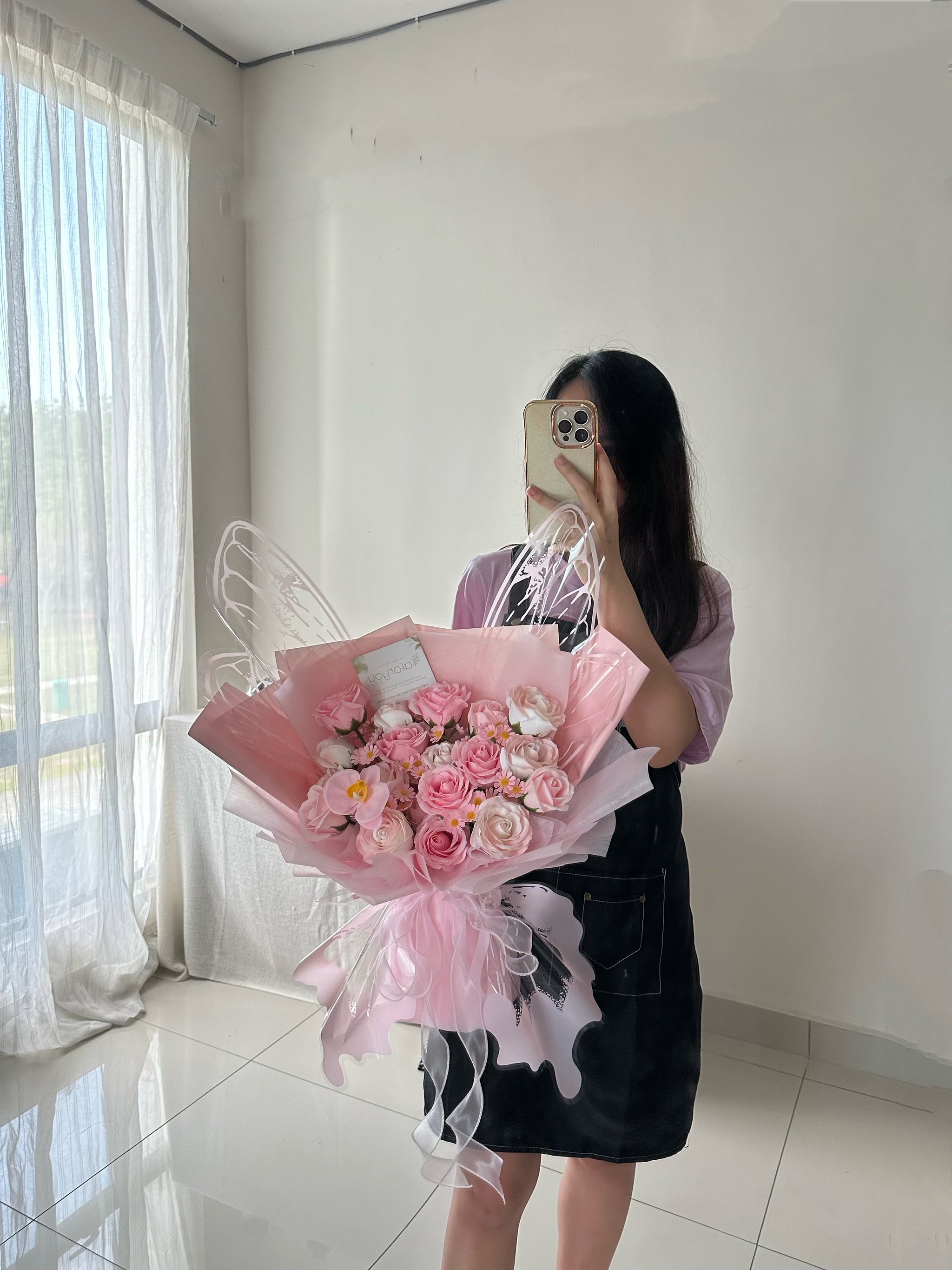 19 stalk Pink Butterfly Bouquet (Mix Soap Flower)  _2