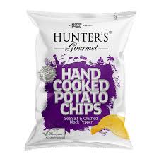 Hunter's Gourmet Hand Cooked Potato Chips Sea Salt & Crushed Black Pepper 125G