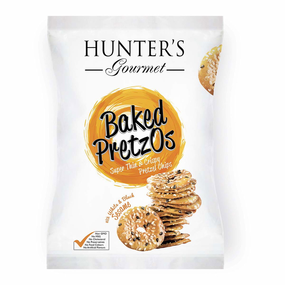 Hunter's Gourmet Baked Pretzos With White & Black Sesame 80G