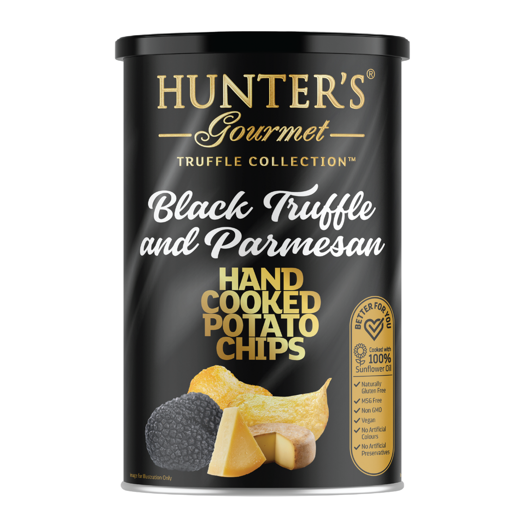 Hunter's Gourmet Hand Cooked Potato Chips Black Truffle & Parmesan 150G