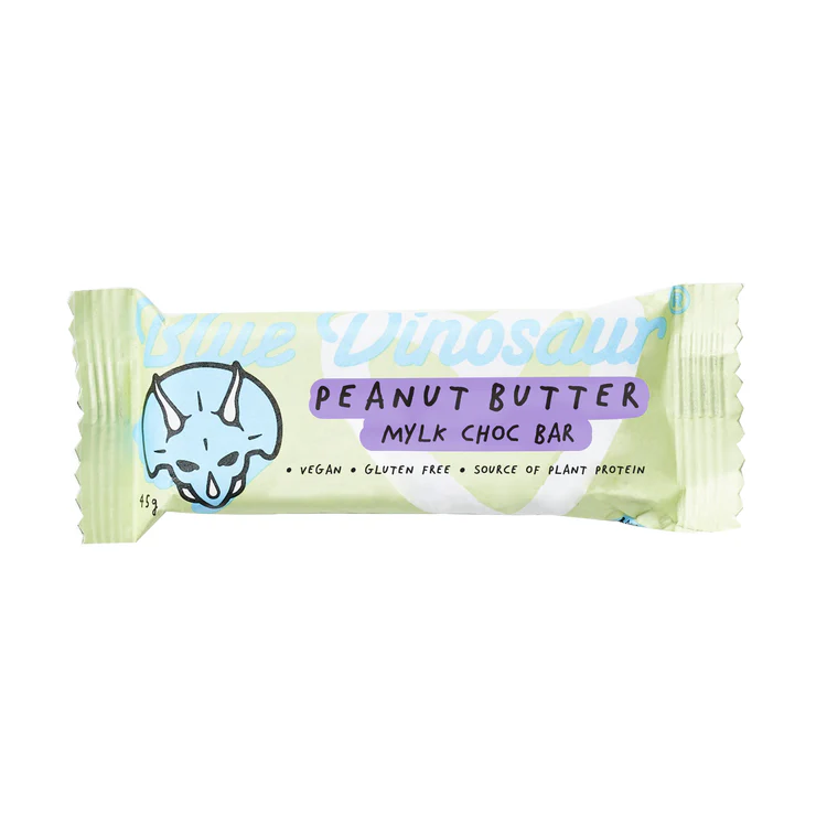 Blue Dinosaur Vegan Protein Bar Peanut Butter & Mylk Choc Bars 45g_0