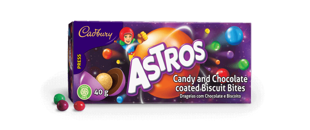 Cadbury Astros Candy and Chocolate Coated Biscuits Bites 40g