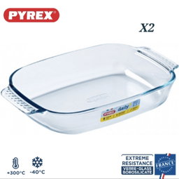 Set de 2 plats a four pyrex rectangulaires 2 Litres chacun 