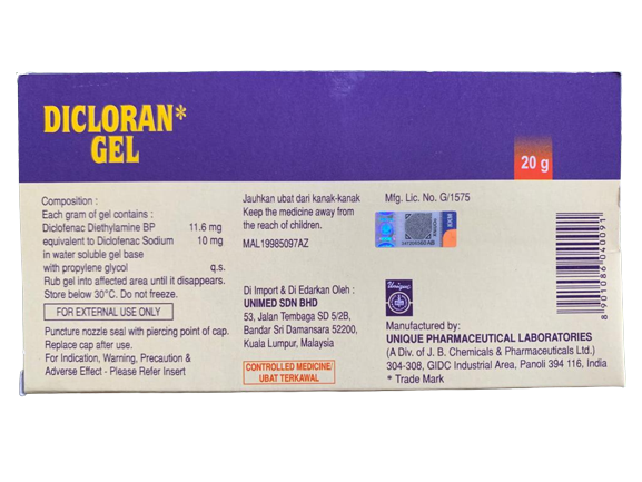 DICLORAN Gel for Muscle Pain Relief Ubat Sakit Urat 20g rm8.90_3