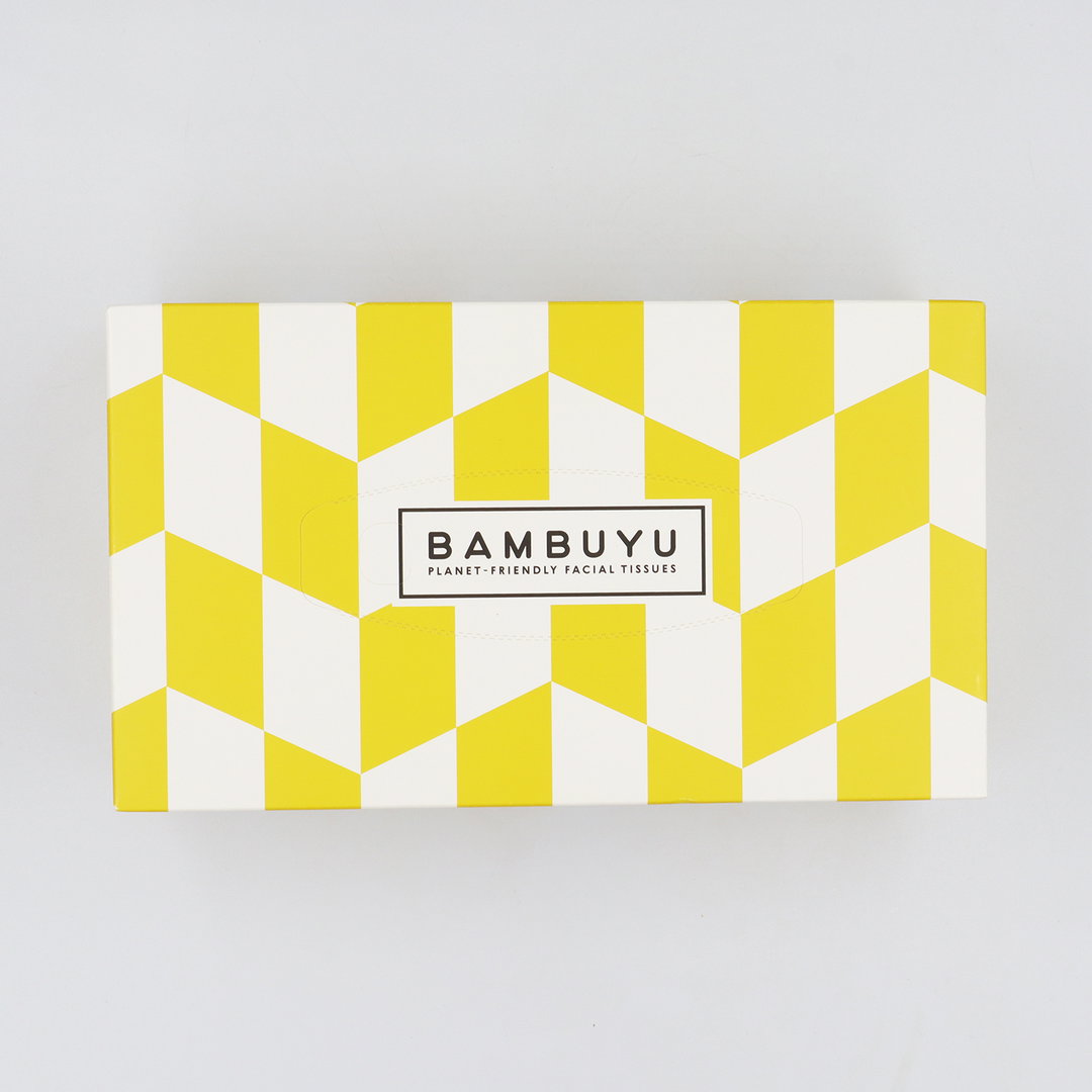 Bambuyu Facial Tissues Rectangle 90 sheets, 3Ply, 100% Bamboo, Yellow