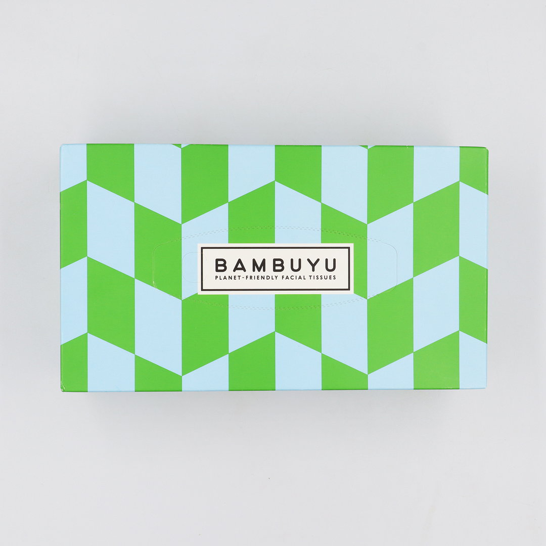 Bambuyu Facial Tissues Rectangle - 90 sheets, 3Ply, 100% Bamboo - Green