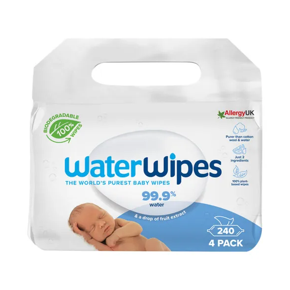 WaterWipes Baby Wipes 3X4X60cm (240 Wipes)_0