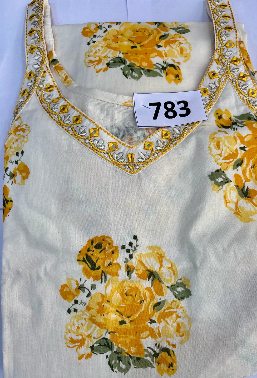 Printed Sleeveless 3 Pcs set with Lining D.No.783