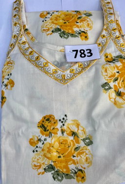 Printed Sleeveless 3 Pcs set with Lining D.No.783