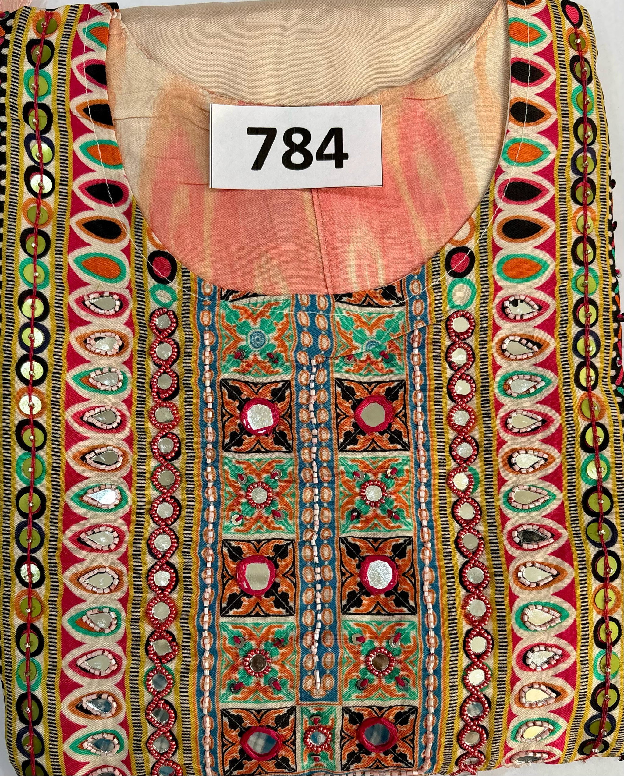 Digital Print Maslin Handwork 3 pcs suit D.No.784_0