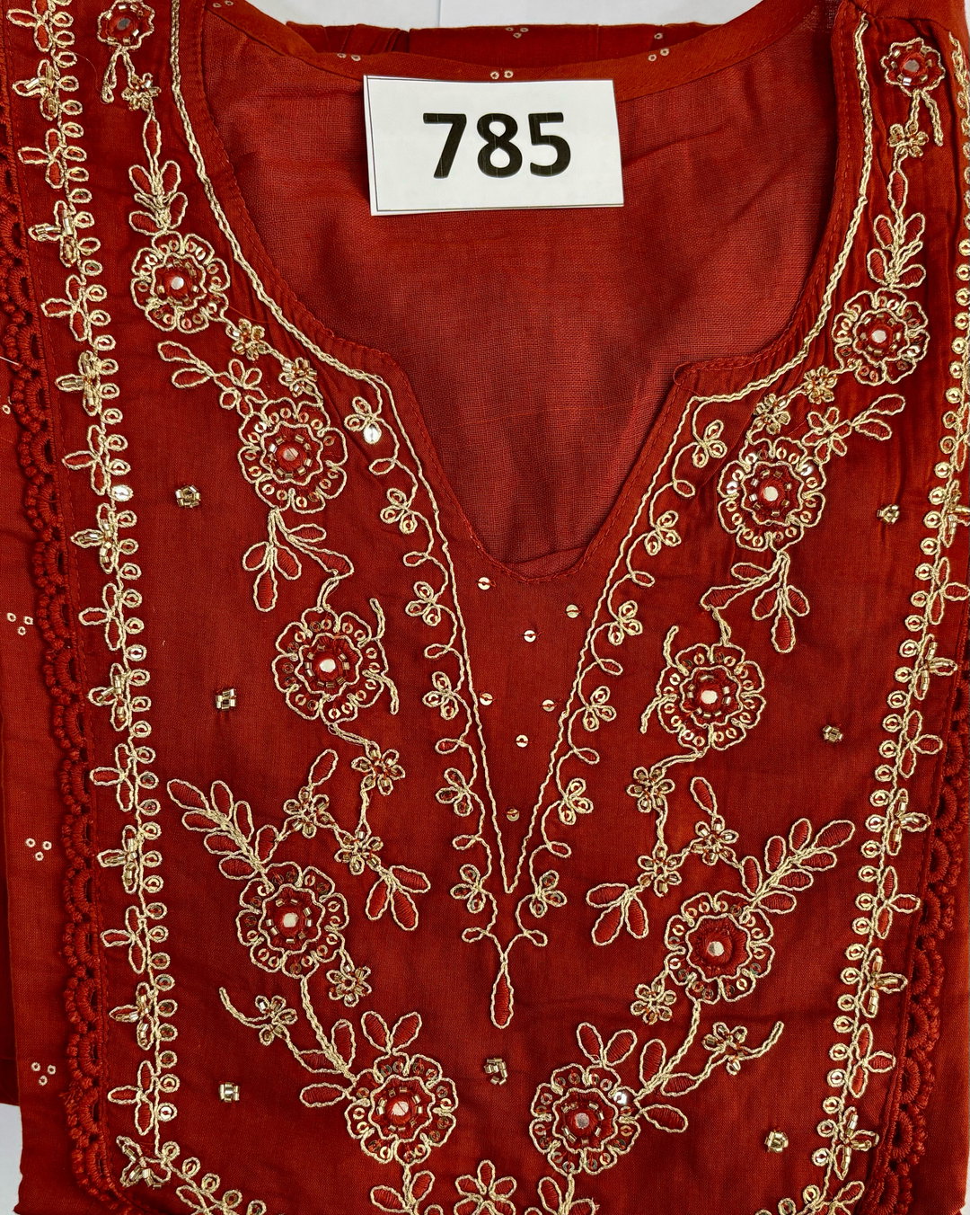 Rusty Orange Mul-Cotton Anarkali D.No.785